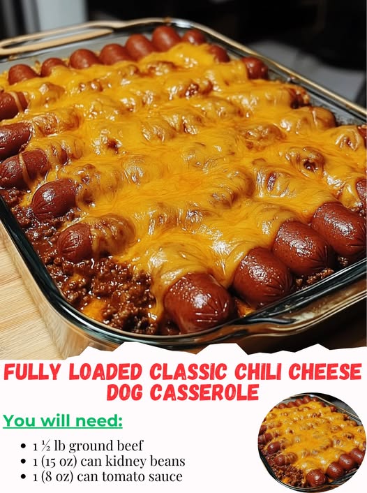 Fully Loaded Classic Chili Cheese Dog Casserole