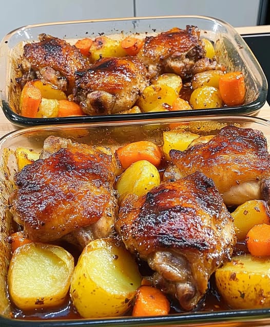 Savor the flavors with this mouthwatering Chicken Thighs & Potatoes Delight! Perfect for dinner!