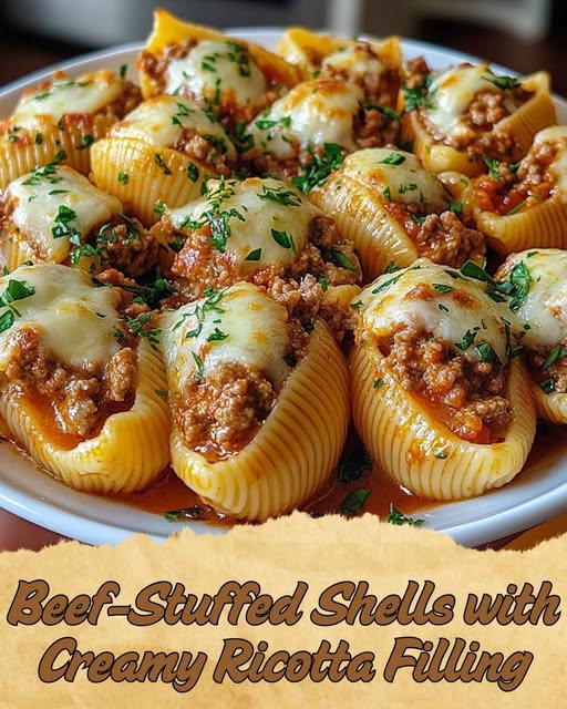Beef-Stuffed Shells with Creamy Ricotta Filling