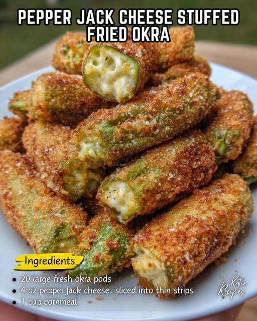 Pepper Jack Cheese Stuffed Fried Okra